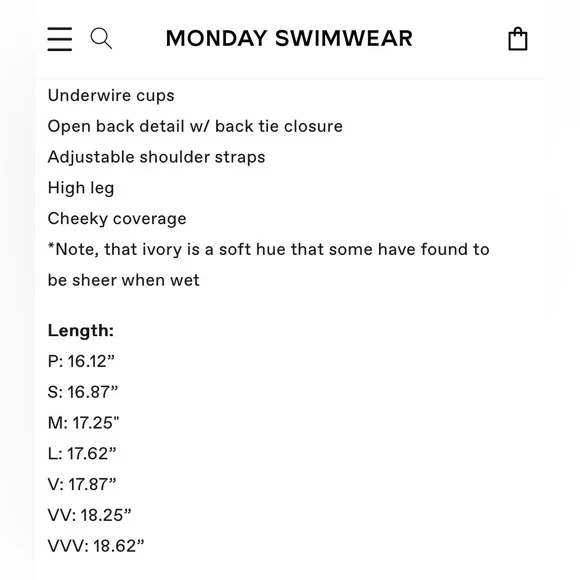 New Monday Swimwear CLOVELLY ONE PIECE IN IVORY/ BLACK Size VV - Picture 7 of 11